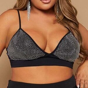 ❤️3x$20 NWT SHEIN SXY Plus Size Rhinestone Beaded Crop Cami Top